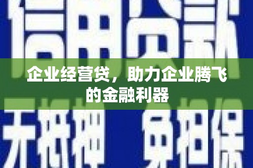 芗城企业经营贷，助力企业腾飞的金融利器