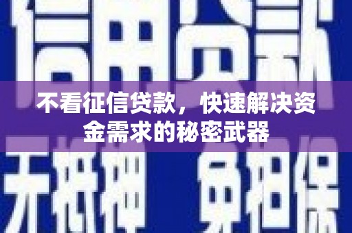 芗城不看征信贷款，快速解决资金需求的秘密武器