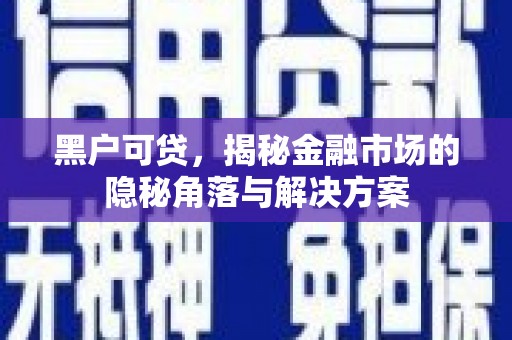 芗城黑户可贷，揭秘金融市场的隐秘角落与解决方案