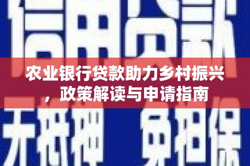 芗城农业银行贷款助力乡村振兴，政策解读与申请指南