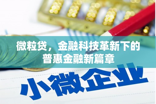 芗城微粒贷，金融科技革新下的普惠金融新篇章