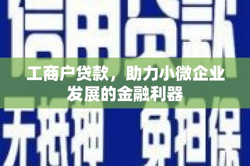 芗城工商户贷款，助力小微企业发展的金融利器