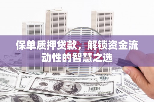 芗城保单质押贷款，解锁资金流动性的智慧之选