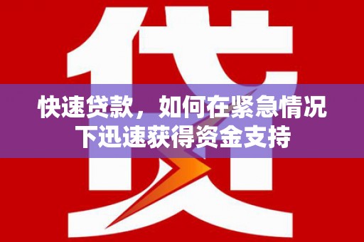 芗城快速贷款，如何在紧急情况下迅速获得资金支持