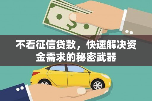 芗城不看征信贷款，快速解决资金需求的秘密武器