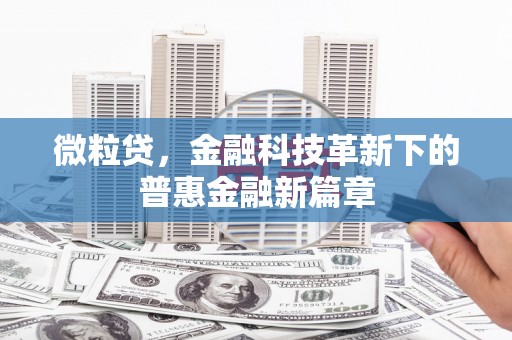 芗城微粒贷，金融科技革新下的普惠金融新篇章